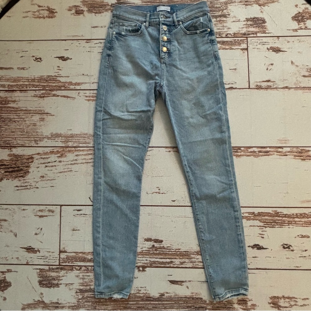 LOFT Light Blue High-Rise Skinny Jeans with Button-Fly Size 2 (26)